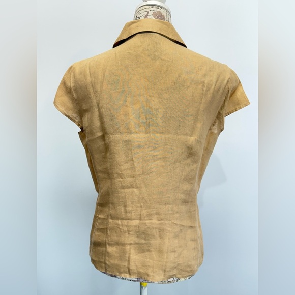 HAROLD’S Tan linen lace front‎ blouse size M. - Picture 5 of 12